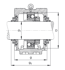 FAG直立式軸承座 SNV215-L + 2320-K-M-C3 + H2320X310 + TCV620X310, 根據(jù) DIN 736/DIN737 標(biāo)準(zhǔn)的主要尺寸，剖分，帶錐孔和緊定套的自調(diào)心球軸承，Taconite 密封，脂和油潤(rùn)滑