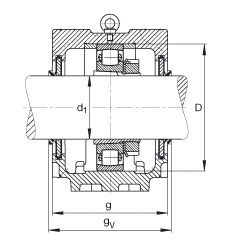 FAG直立式軸承座 SNV215-L + 20320-K-MB-C3 + H320X307 + DHV620X307, 根據(jù) DIN 736/DIN737 標準的主要尺寸，剖分，帶錐孔和緊定套的鼓形滾子軸承，V 型圈密封，脂和油潤滑