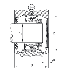 FAG直立式軸承座 SNV340-L + 22332-K-MB + H2332X507 + DH532X507, 根據(jù) DIN 736/DIN737 標(biāo)準(zhǔn)的主要尺寸，剖分，帶錐孔和緊定套的調(diào)心滾子軸承，雙唇密封，脂和油潤(rùn)滑