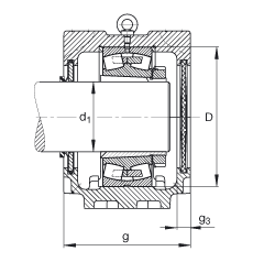 FAG直立式軸承座 SNV340-L + 22332-K-MB + H2332X508 + DHV532, 根據(jù) DIN 736/DIN737 標(biāo)準(zhǔn)的主要尺寸，剖分，帶錐孔和緊定套的調(diào)心滾子軸承，V 型圈密封，脂和油潤滑