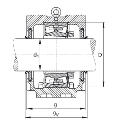 FAG直立式軸承座 SNV340-L + 22332-K-MB + H2332X508 + DHV532, 根據(jù) DIN 736/DIN737 標(biāo)準(zhǔn)的主要尺寸，剖分，帶錐孔和緊定套的調(diào)心滾子軸承，V 型圈密封，脂和油潤滑