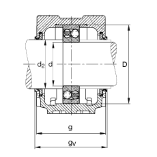 FAG直立式軸承座 SNV110-L + 1310-TVH + DHV310, 根據(jù) DIN 738/DIN739 標(biāo)準(zhǔn)的主要尺寸，剖分，帶圓柱孔和緊定套的自調(diào)心球軸承，V型圈密封，脂和油潤(rùn)滑
