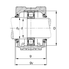 FAG直立式軸承座 SNV200-L + 20319-MB + DHV319, 根據(jù) DIN 738/DIN739 標(biāo)準(zhǔn)的主要尺寸，剖分，帶圓柱孔和緊定套的鼓形滾子軸承，V 型圈密封，脂和油潤(rùn)滑