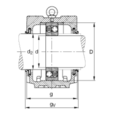 FAG直立式軸承座 SNV240-L + 1322-M + DHV222, 根據(jù) DIN 738/DIN739 標(biāo)準(zhǔn)的主要尺寸，剖分，帶圓柱孔和緊定套的自調(diào)心球軸承，V型圈密封，脂和油潤滑