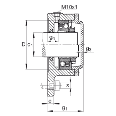 FAG法蘭式軸承座 F511-WA-L + 2211-K-TVH-C3, 三角的，用于帶錐孔和緊定套的軸承，氈密封，脂潤滑