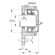 FAG法蘭式軸承座 F512-A-L + 20212-K-TVP-C3, 三角的，用于帶錐孔和緊定套的軸承，氈密封，脂潤滑
