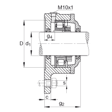 FAG法蘭式軸承座 F507-B-L + 20207-K-TVP-C3, 三角的，用于帶錐孔和緊定套的軸承，氈密封，脂潤滑