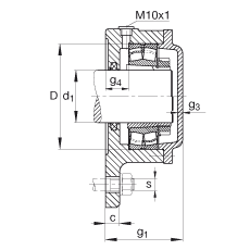 FAG法蘭式軸承座 F512-WA-L + 22212-E1-K, 三角的，用于帶錐孔和緊定套的軸承，氈密封，脂潤(rùn)滑