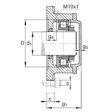 FAG法蘭式軸承座 F517-A-L + 20217-K-MB-C3, 方形的，用于帶錐孔和緊定套的軸承，氈密封，脂潤(rùn)滑