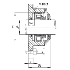 FAG法蘭式軸承座 F516-B-L + 20216-K-T-C3, 方形的，用于帶錐孔和緊定套的軸承，氈密封，脂潤滑