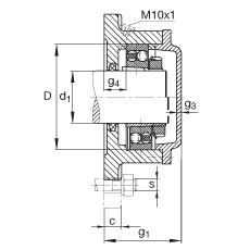 FAG法蘭式軸承座 F522-WA-L + 2222-K-M-C3, 方形的，用于帶錐孔和緊定套的軸承，氈密封，脂潤滑