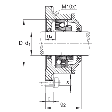 FAG法蘭式軸承座 F517-B-L + 2217-K-M-C3, 方形的，用于帶錐孔和緊定套的軸承，氈密封，脂潤滑