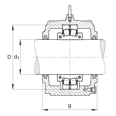 FAG直立式軸承座 S3096-H-N-FZ-BL-L + 230SM450-MA, 剖分的調(diào)心滾子軸承，毛氈密封，脂潤滑