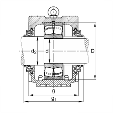 FAG直立式軸承座 SNV215-L + 22320-E1 + TCV320, 根據(jù) DIN 738/DIN739 標(biāo)準(zhǔn)的主要尺寸，剖分，帶圓柱孔和緊定套的調(diào)心滾子軸承，Taconite 密封，脂和油潤(rùn)滑
